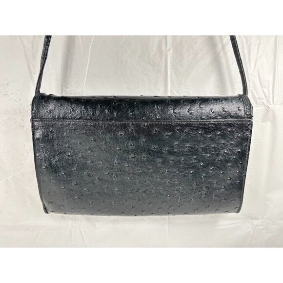 Vintage Bueno Envelope Shoulder Bag Black Faux Ostrich - Picture 3 of 12